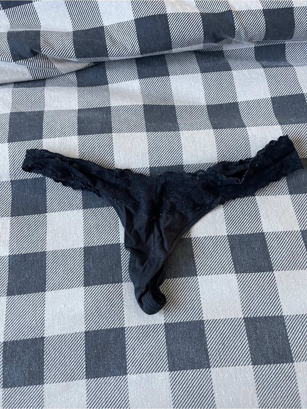 Black Lace Thong Panty • Sheer Lace • Minimal Coverage medium